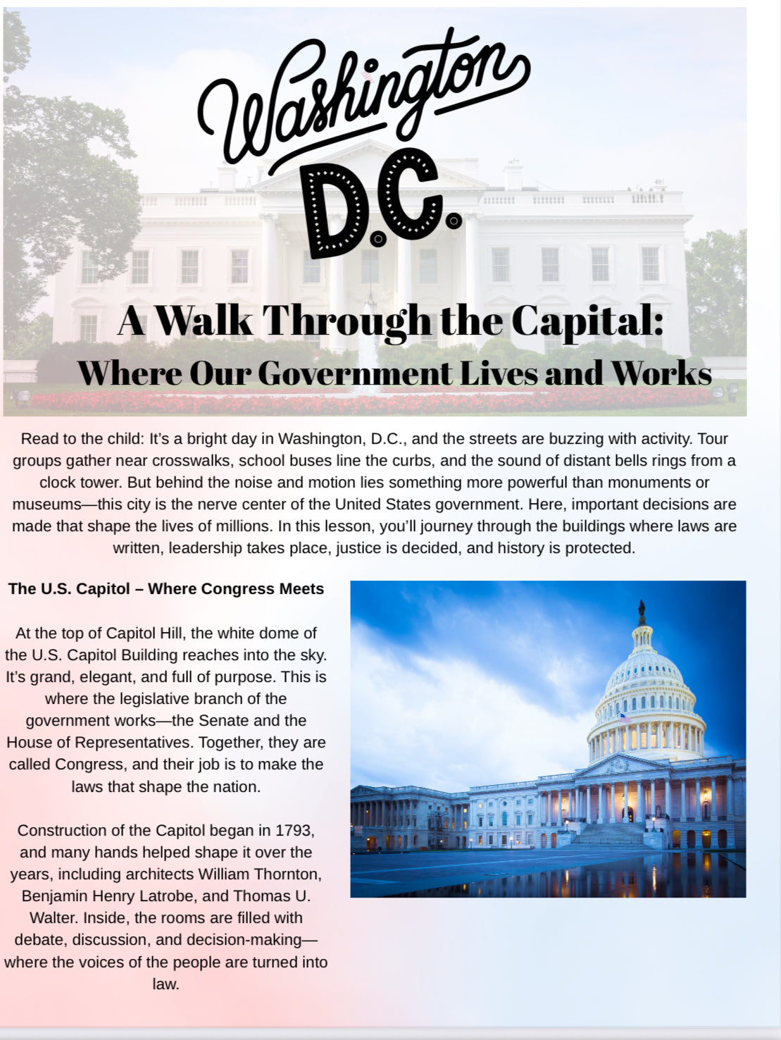 Washington, D.C. Study Unit: A Family Learning Guide to the Heart of American History